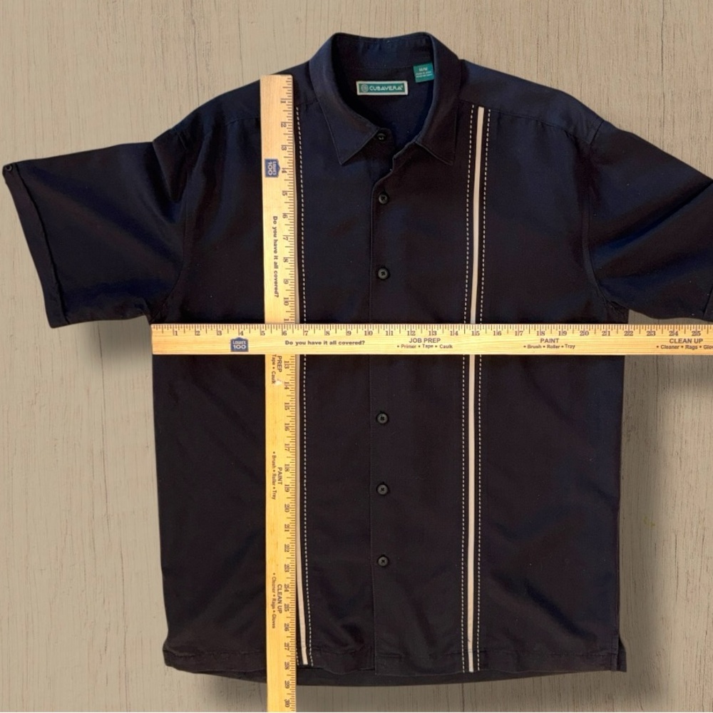 Cubavera Men’s Black Short Sleeve Button-Up Shirt Size M –Casual Guayabera Style - Picture 8 of 9